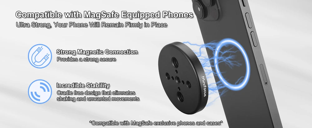 Magnetic Smartphone Tripod for MagSafe, Mini Extendable Selfie Stick 360° Ball Head Tripod Stand Handle Grip for iPhone 14 13 12