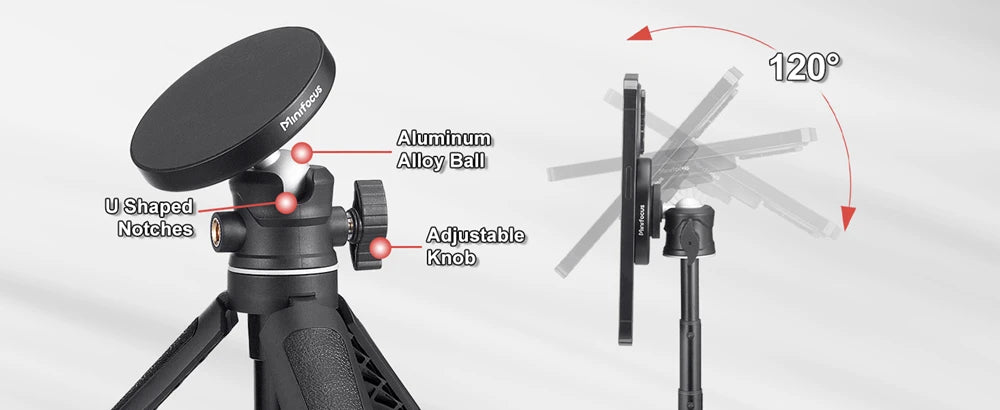 Magnetic Smartphone Tripod for MagSafe, Mini Extendable Selfie Stick 360° Ball Head Tripod Stand Handle Grip for iPhone 14 13 12