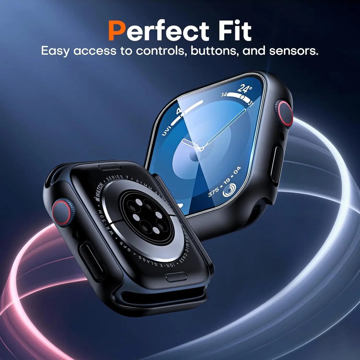 Tempered Glass Screen Protector Case Cover For Apple Watch Series 10 9 Ultra 8 7 6 5 4 3 2 SE 49MM 45MM 41MM 40 44MM Accessories